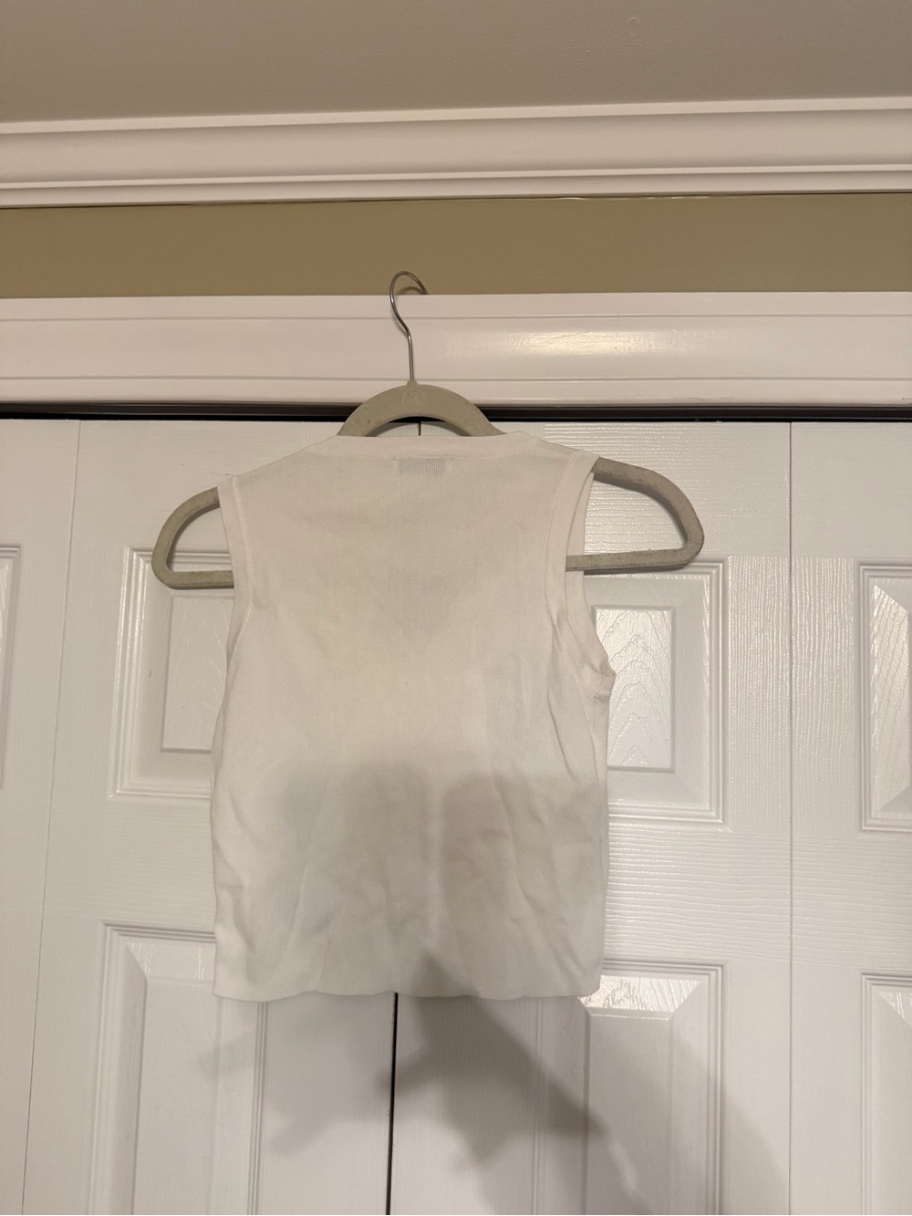 CHANEL White Girls' Embellished Logo Tank Top with Black Bead Detail - Picture 3 of 3